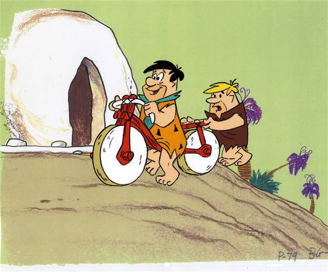 Original Production Cel of Fred Flintstone and Barney Rubble from the Flintstones (1960s)