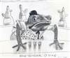 Original Character Production Drawing of Bartender Toad from Rango