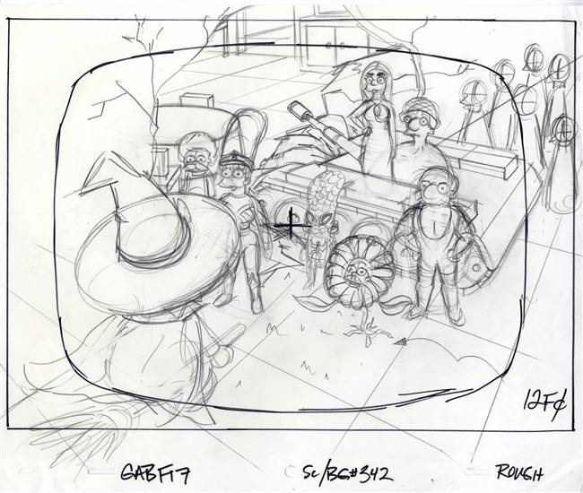 Original Production Layout Drawing of Maggie and Marge from Treehouse of Horror XVI (2005)