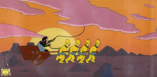 Original Production Cel of Homer Simpsons and Ape from Rosebud (1993)