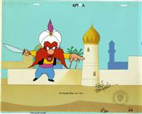 Original Production Cel of Yosemite Sam with a Production Background from 1001 Rabbit Tales (1982)