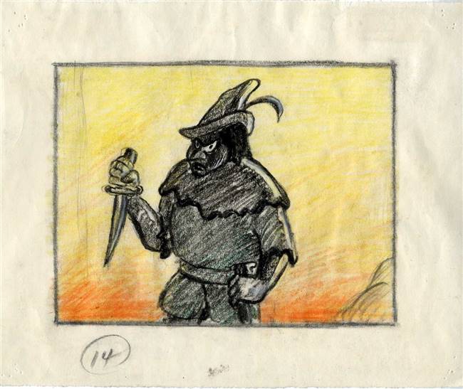 Original Storyboard Drawing of the Huntsman from Snow White and the Seven Dwarfs (1937)