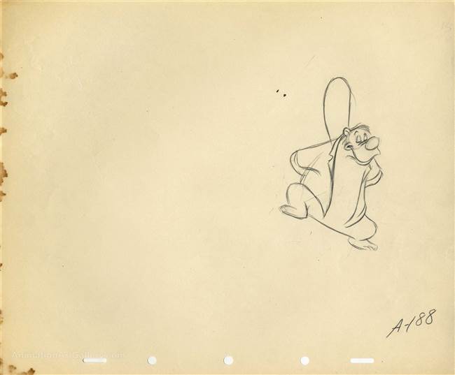 Original Production Drawing of Brer Bear from Song of the South