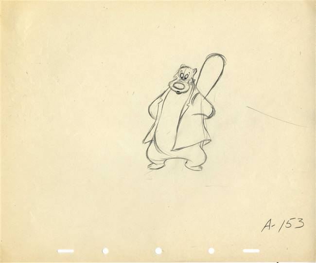 Original Production drawing of Brer Bear from Song of the South (1946)