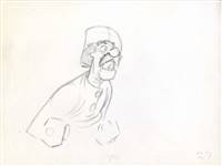 Original Production Drawing of Amos Slade from The Fox and the Hound (1981)
