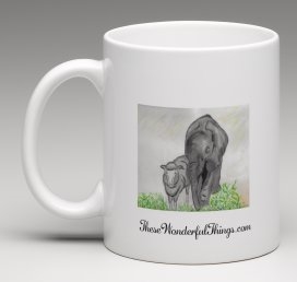 Original Elephant artwork on a cup/mug