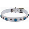 Turquoise and Cats Eye Leather Dog Collar