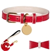 Red Padded Leather Dog Collar