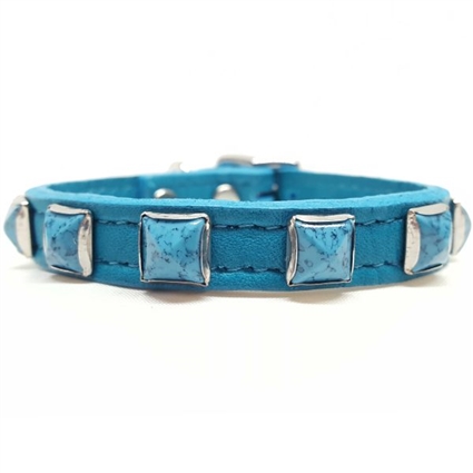 Turquoise Leather Dog Cat Collars