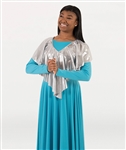 Body Wrappers Plus Size Drapey Shiny Metallic V-Shawl Pullover