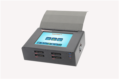 SuperWiper 8" T3 SAS/SATA portable erase unit with 8"  Touchscreen LCD color display and SAS, SATA-3 and USB3.1 ports and ability to add on NVMe