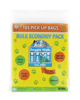 Doggie Walk Bags Tie Handle Bags - 105 Green Unscented
