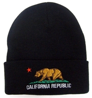 CALIFORNIA REPUBLIC flag embroidered knit beanie