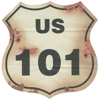 US 101 sign with rust/bullet holes