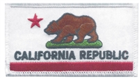 CALIFORNIA REPUBLIC flag uniform or souvenir embroidered patch - white border
