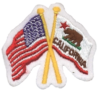 California & US flags crossed uniform or souvenir embroidered patch