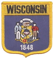 WISCONSIN medium flag shield uniform or souvenir embroidered patch, WI