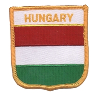 HUNGARY medium flag shield souvenir embroidered patch