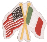 Italy & US crossed flags souvenir embroidered patch