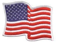 wavy US flag, white border uniform or souvenir embroidered patch