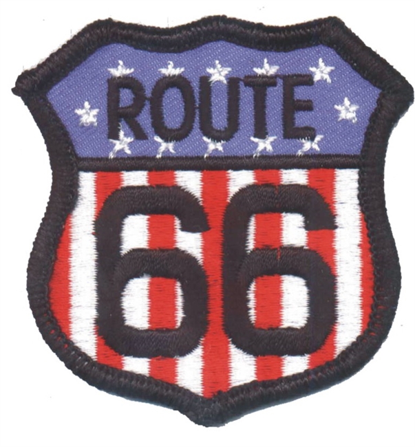 ROUTE 66 on flag souvenir embroidered patch