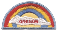 OREGON rainbow with cloud souvenir embroidered patch, OR