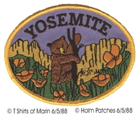 YOSEMITE bear & poppy souvenir embroidered patch