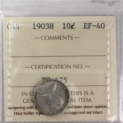 1903H Canada 10-cents ICCS Certified EF-40
