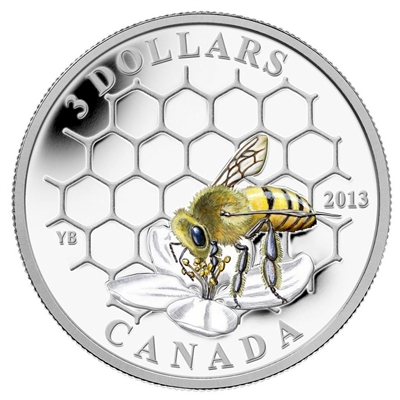 2013 Canada $3 Animal Architects - Bee & Hive Fine Silver (No Tax)