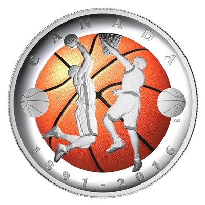 RDC 2016 Canada $25 Invention of Basketball Curved Silver (No Tax) Impaired
