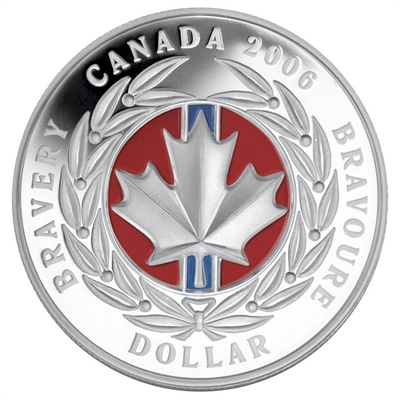 2006 Canada Enamel Proof Silver Dollar Medal of Bravery (No Tax)