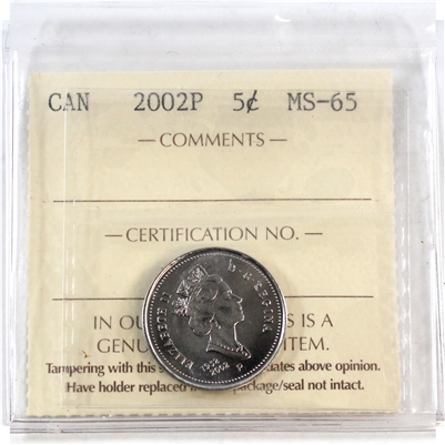 2002P Canada 5-cents ICCS Certified MS-65