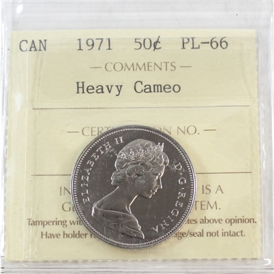 1971 Canada 50-cents ICCS Certified PL-66 Heavy Cameo