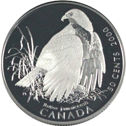 2000 Canada Red-Tailed Hawk 50-cents Silver Proof_