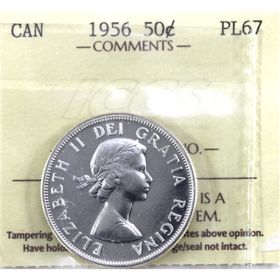 1956 Canada 50-cents ICCS Certified PL-67