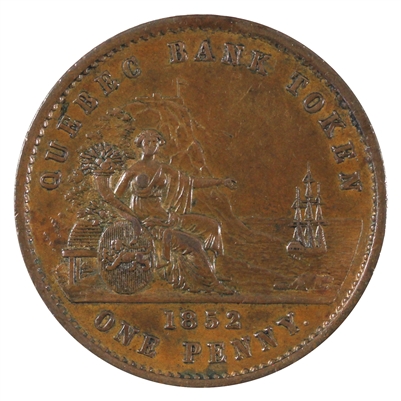 PC-4 1852 Province of Canada Quebec Bank Deux Sous Penny Token EF-AU (EF-45) $