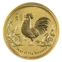 2017 Australia $5 Year of the Rooster 1/20oz. .9999 Gold (No Tax)