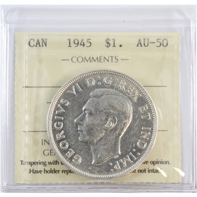 1945 Canada Dollar ICCS Certified AU-50