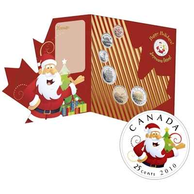 2010 Canada Holiday Commemorative Coin Set with Colourized Santa 25ct
