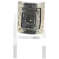 Lady's Sterling Silver  Rectangular Line Engraved Ring - Size 5 1/2