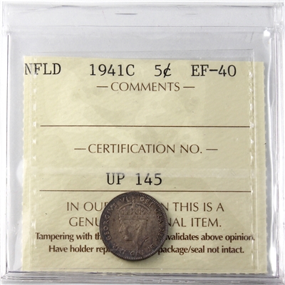 1941C Newfoundland 5-cents ICCS Certified EF-40