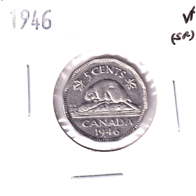 1946 Canada 5-cents Very Fine (VF-20) Scratched, corrosion, or impaired
