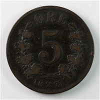 Norway 1875 5 Ore Extra Fine (EF-40) $