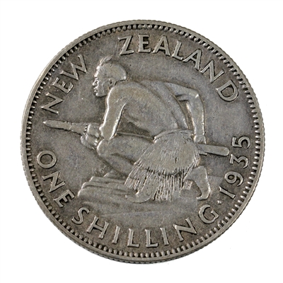 New Zealand 1935 Shilling VF-EF (VF-30)