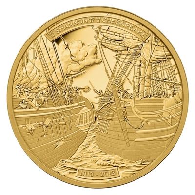 2013 Canada $500 HMS Shannon & USS Chesapeake 5oz. Fine Gold (No Tax)