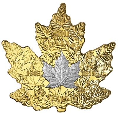2018 Canada $200 30th Anniversary of the Platinum Maple Leaf Pure Gold Coin (No Tax)