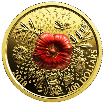 2018 Canada $200 Armistice Poppy 1oz. Pure Gold (No Tax)