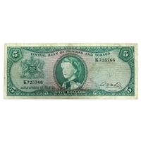 Trinidad & Tobago 1964 5 Dollar Note, Pick #27b, Signature 2, F