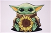 Baby Yoda Holding Sun Flower Full color Graphic Window Decal Sticker