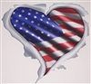 Ripped Metal American Flag Heart Graphic Window Decal Sticker